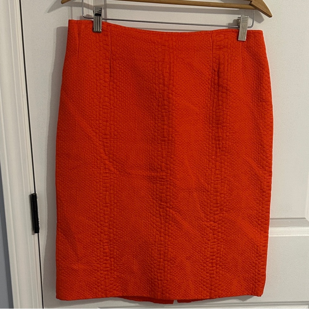 Oscar de La Renta Vintage Pencil Straight Skirt Orange Jacquard Women’s 10 EUC